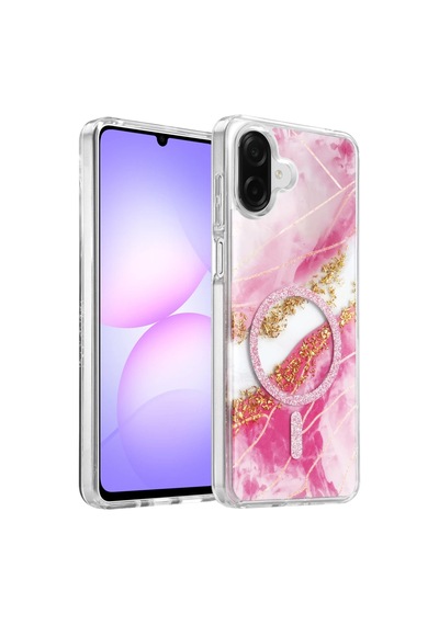 Onegif Samsung Samsung Galaxy Uyumlu A07 4g Lotus Simli Magsafe Kapak - Pembe