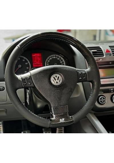 Volswagen Golf 5-polo Araca Özel Dikmeli Direksiyon Kılıfı Microfiber Carbon-noktalı Siyah