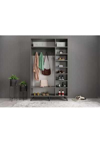 Robe Membran 3 Kapaklı Portmanto Montaj Dahil Füme Beyaz 120 Cm