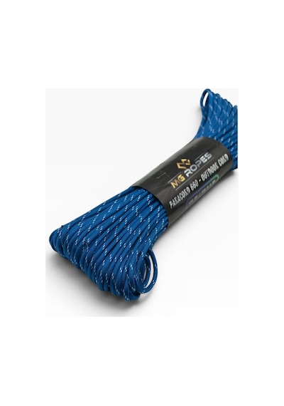 Mg Ropes Bileklik Ve Outdoor Polyester Paracord İp 4 Mm 660 Lb 30 Metre Parlament Mavi Beyaz 10 Çekirdek