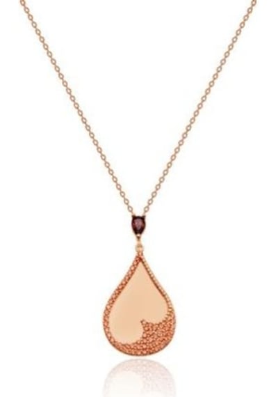Diamond Line-Gülaylar - Pembe Altın 14 Ayar Damla Taş Kolye N11.24971