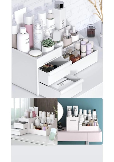 Rose Makyaj Ruj Serum Parfüm Çekmeceli Kalemlik Makyaj Fırçası Or