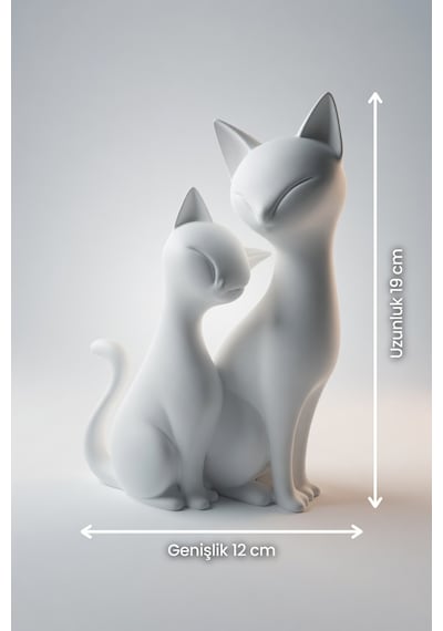 Dekoratif Kedi Biblo Minimal Kedi Heykelcik Modern Ev Ofis Masaüstü Aksesuar 19 Cm