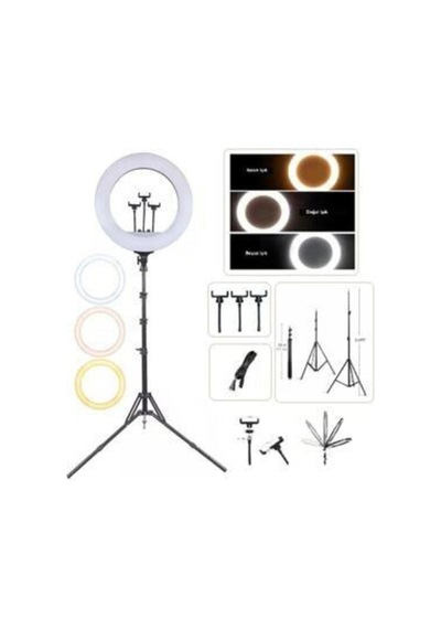 Büyük Boy Ring Light Makyaj Güzellik 5500k 48w Kuaför Kit Çantalı Ve Kumandalı 18 Inç Işık