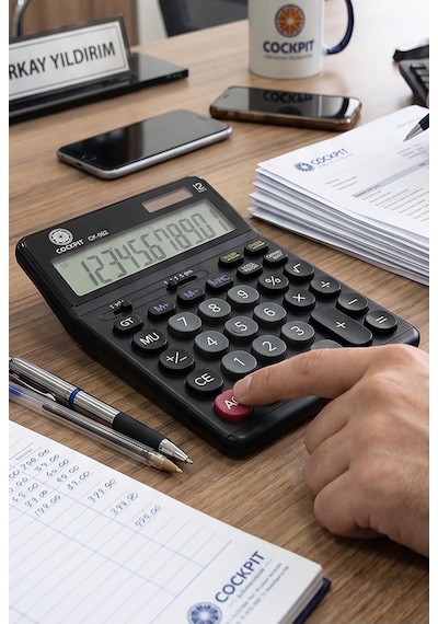 Hesap Makinesi Siyah 14x19 Cm 1 Adet Cockpıt Ck-662 12 Haneli Büyük Boy Hafızalı Büro Masaüstü Hesap Makinası