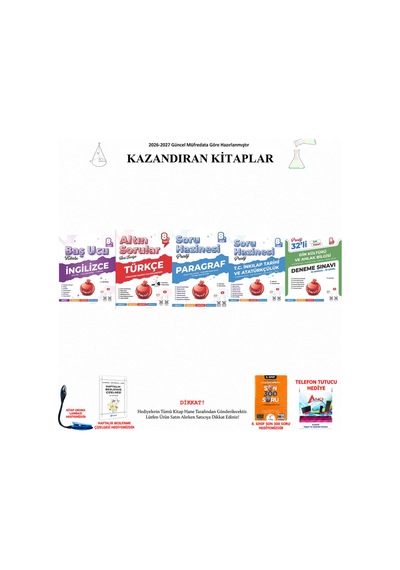 Nartest 8. Sınıf İngilizce Baş Ucu, Altın Türkçe, Paragraf, İnkılap, Din 32 Deneme 5 Kitap Seti