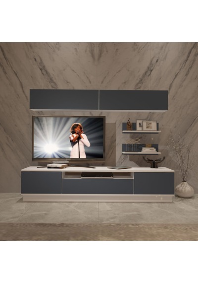 Decoraktiv Trendstyle 5s Mdf Tv Ünitesi Tv Sehpası Beyaz - Antrasit