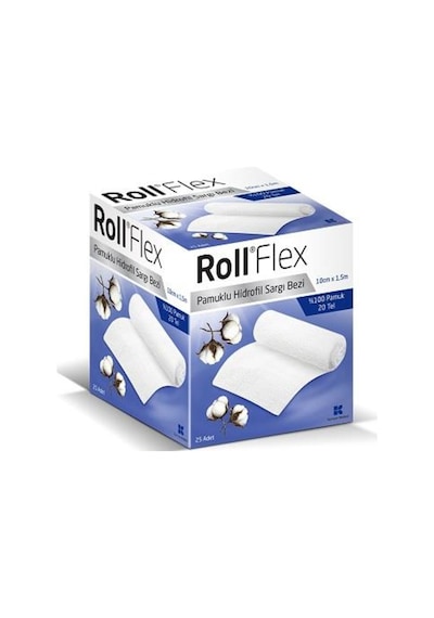 Roll Flex Pamuklu Hidrofil Sargı Bezi 10 CM x 1.5 M 25 Adet