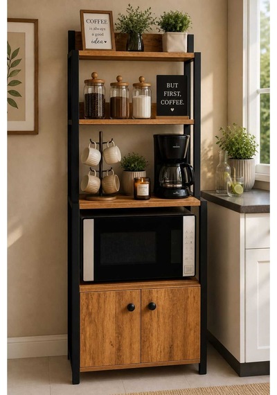 Coffeetime Kahve Köşesi Kahve Dolabı Mutfak Rafı Çok Amaçlı Dolap Kahverengi Coffeetime Kahve Köşesi Kahve Dolabı Mutfak Rafı Çok Amaçlı Dolap Kahverengi