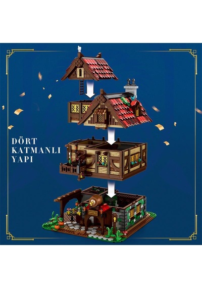 Reobrix 66018 Orta Çağ Bistrosu Yaratıcı Yapı Blok Seti Building Blocks Medieval Bistro -2831 Parça