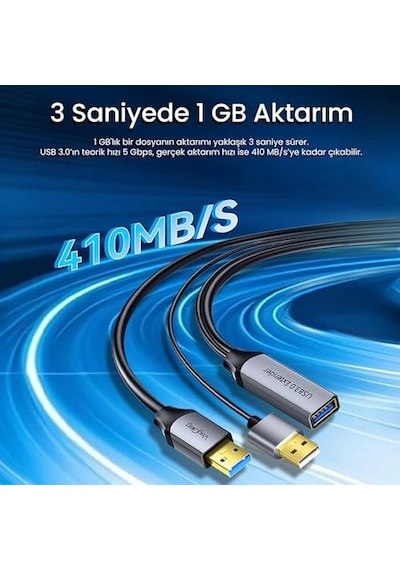 Usb 3.0 Uzatma Kablosu Sinyal Güçlendirici Extender Destekli Usb-a Uzatıcı Kablo 10 Metre