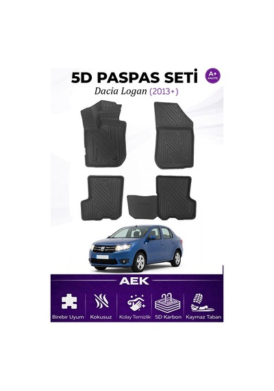 Dacia Logan 2013+ Araca Özel Havuzlu "karbon" Paspas Takımı