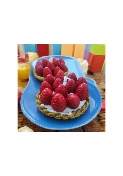 Ayd 2li Çilekli Tart Çilek Kokulu Soya Mum Renkli