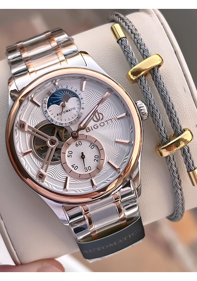 Bigotti Otomatik Ve Kurmalı Çelik Karatma Ve Renk Atma Yapmaz 5 Atm Erkek Kol Saati Ebg.10683.5 Rose Gold - Gümüş Bigotti Otomatik Ve Kurmalı Çelik Karatma Ve Renk Atma Yapmaz 5 Atm Erkek Kol Saati Ebg.10683.5 Rose Gold - Gümüş