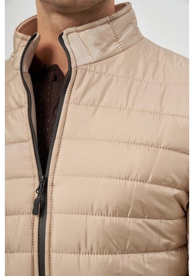 İmza Bej Kapitone Hakim Yaka Düz Yırtmaçsız Tam Astar Slim Fit Classic Mont 1007245155 Bej