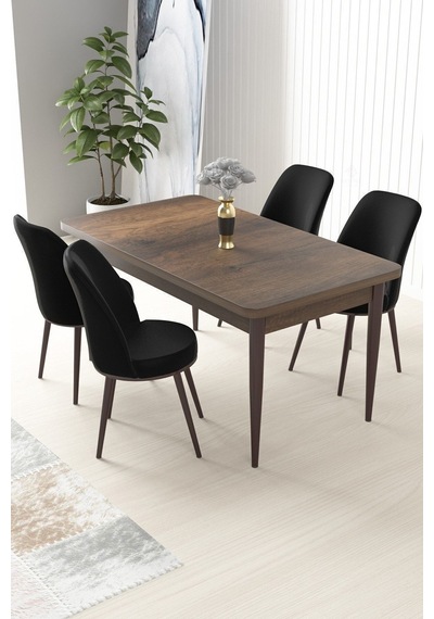 Canisa Nil Serisi 70x110 Sabit Barok Ahşap Desen Masa Takımı Ve 4 Siyah Sandalye Masa Barok Ahşap Desen Sandalyeler Siyah Canisa Nil Serisi 70x110 Sabit Barok Ahşap Desen Masa Takımı Ve 4 Siyah Sandalye Masa Barok Ahşap Desen Sandalyeler Siyah