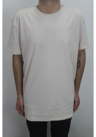 Santa Dmctekstil Erkek Düz Spor Kesim Rahat Kalıp Bisiklet Yaka Battal Basic T-shirt Koyu Bej