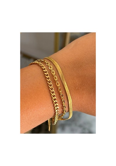 3'lü Model Gold Zincir Bileklik Altın 81061045