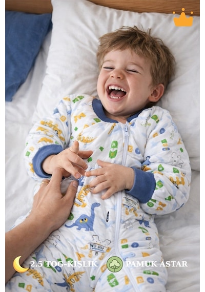 Babyhola 2.5 Tog Yorgan Gerektirmeyen Kalın Elyaf Dolgulu Çocuk Uyku Tulumu Pamuk Astarlı Unisex 6020 Koyu Mavi Babyhola 2.5 Tog Yorgan Gerektirmeyen Kalın Elyaf Dolgulu Çocuk Uyku Tulumu Pamuk Astarlı Unisex 6020 Koyu Mavi