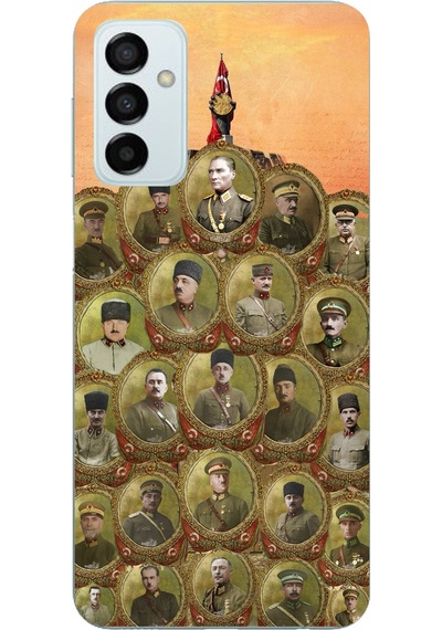 Samsung Galaxy M14 Uyumlu Atatürk Ve Kurtuluş Savaşı Komutanları Baskılı Silikon Kılıf Renkli