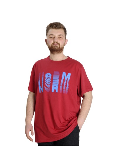 Mode Xl Büyük Beden Erkek T-Shirt Norm 23147 Bordo 001