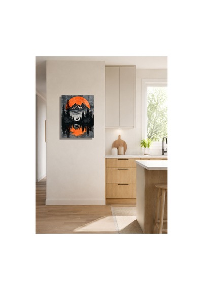 Geyik Ve Dağ Manzaralı Metal Tablo - Gün Batımı Doğa Duvar Dekoru, Metal Poster Wall Art Çok Renkli - 923217720 Çok Renkli - 923217720 Çok Renkli
