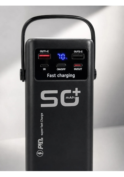 Taşınabilir Powerbank 50000 Mah Hızlı Şarj 4 Kablolu Led Işıklı Çok Renkli