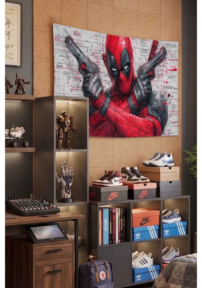 Deadpool Kahraman Blueprint Dekoratif Duvar Örtüsü Duvar Halısı Beyaz