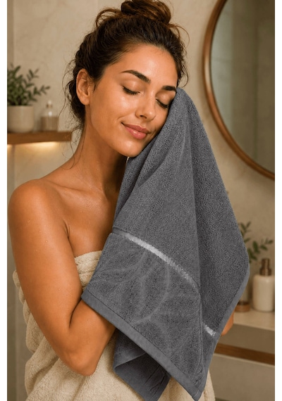 El Yüz Havlusu 50x90 Cm Kısmi Kadife Lunaria Collection 230 Gr Antrasit