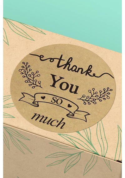 Thank You So Much Kraft Kargo Paket Sticker Etiketi 3x3cm St2070 Çok Renkli