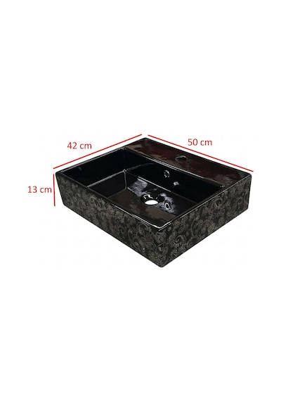 Ideal Standard - Plain Siyah Motifli Tezgah Üstü Lavabo 50 Cm - Z2506- Siyah, Desenli