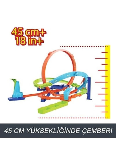 Bumerang Çemberli Yarış Pisti Bumerang Çemberli Yarış Pisti, 1:64 Ölçekli Oyuncak Araba, Kolayca Saklanabilir Htk16