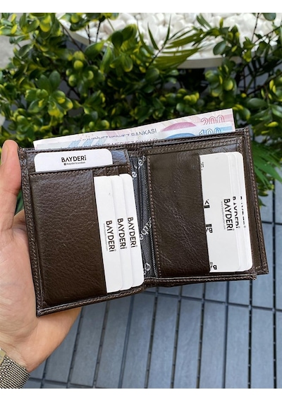 Bayderi Cortez Hakiki Deri Extra Kartlıı Erkek Cüzdan - Crazy Taba