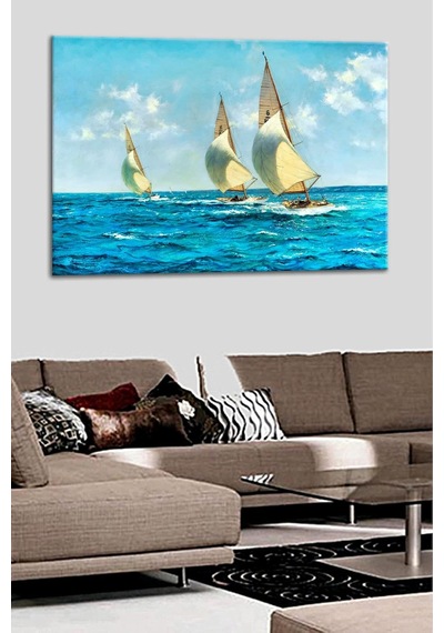 Talya Tablo Yaşadığınız Seçkin Mekanlar İçin Çok Özel Yelkenli Gemi Deniz 50x35 No-5188