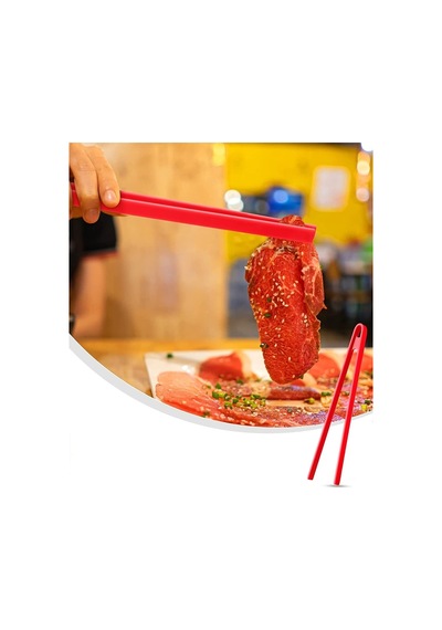 Silikon Kızartma Maşası Kırmızı 29 Cm - Izgara Maşası Isıya Dayanıklı Büyük Boy Komple Silikon Maşa