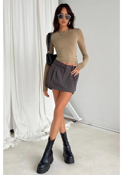 Madmext Bej Bisiklet Yaka Basic Uzun Kollu Body Mg1701-bej Bej