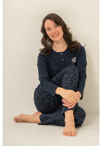 Arnetta Kadın Shine Bright Little Star Lacivert Uzun Kol Pijama Takım Ar3775-s-v2 Ar3775-s-v2