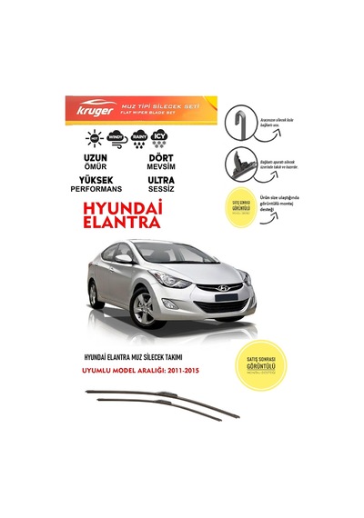 Hyundai Elantra Muz Silgeç Takımı 1.6 D Araca Uyumlu 2011-2015