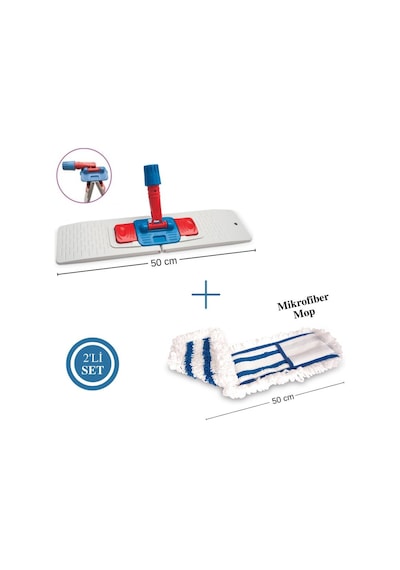 FLORA ENDÜSTRİYEL NEMLİ MOP APARATI 50 CM VE MİKROFİBER NEMLİ MOP