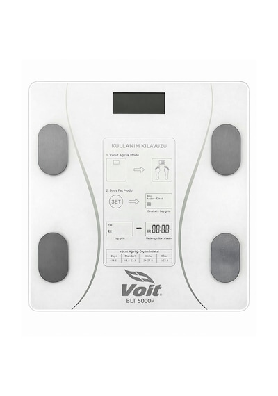 Voit Blt5000 Bluetooth Baskül - Dijital Akıllı Tartı - Yağ Ölçer Tartı - Pil Ve Mezura Hediyeli Tartı - Beyaz