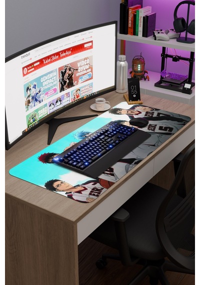 Kuroko No Basket Anime V4 - 90x40 Xxl Gaming Kauçuk Kaymaz Taban Mouse Pad Fare Altlığı