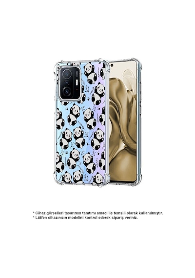 Xiaomi Mi 12 Pro Uyumlu Köşe Korumalı Antişok Kapak Panda Tasarımlı Şeffaf Kılıf