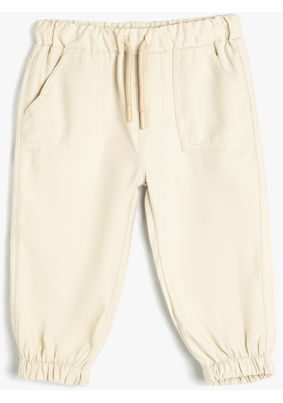 Koton Basic Jogger Pantolon Viskon Kumaş Bej 4smb40005tw Ekru