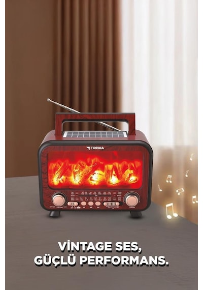 Torima D72 Koyu Ahşap Nostalji Bluetooth Hoparlör Radyo Solar Panelli (İthalatçı Garantili)