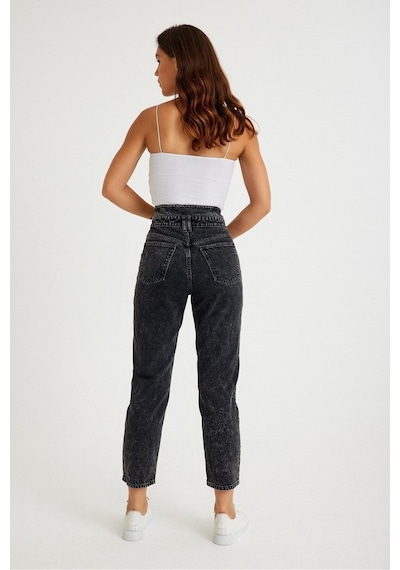 Mom Kalıp Yüksek Bel Denim Pantolon 001