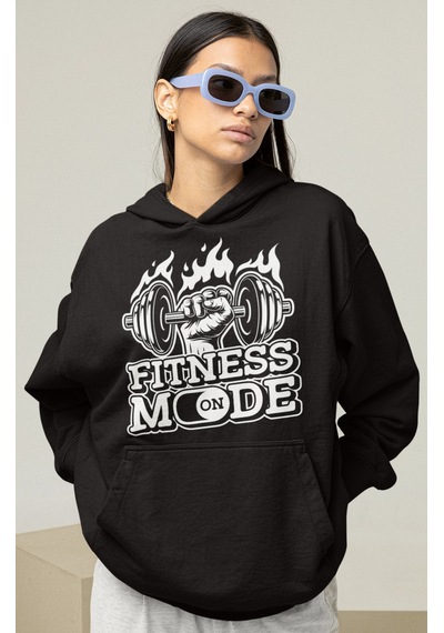Sevbano Fitness Mode On Bodybuilding Gym Baskılı Unisex Oversize Sporcu H Siyah