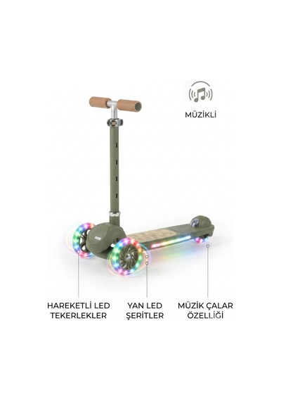 Speedx Maxi-scooter: Işıklı, Müzikli Ve 5 Kademeli Ayarlanabilir Led Işıklı Çocuk Scooter Çok Renkli
