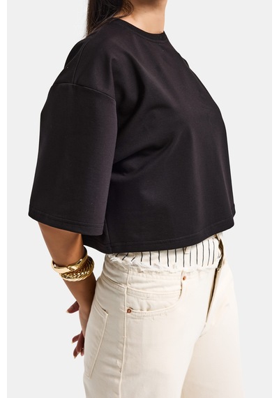 Itsbasic Kadın Siyah Renk S6-1 Oversize Bol Kesim T-shirt Itsbasic Kadın Siyah Renk S6-1 Oversize Bol Kesim T-shirt
