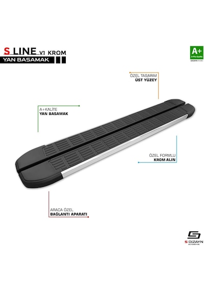 S-dizayn Mercedes Vito W639 Uzun Şase S-line Krom Yan Basamak 253 Cm 2004-2014 A+ Kalite