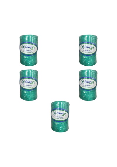 Favori İp 5000 Denye -0.8 Mm- Ambalaj Ve Paket İpi Naylon Burgulu Örgü Çamaşır İpi - Yeşil - 5 Adet